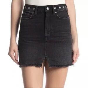 All Saints Charcoal Mini Skirt with Eyelet Accents